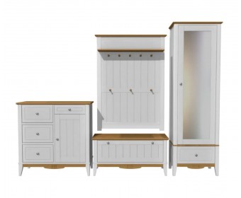 Комод 113 для прихожей Пенни белый воск/антик 24