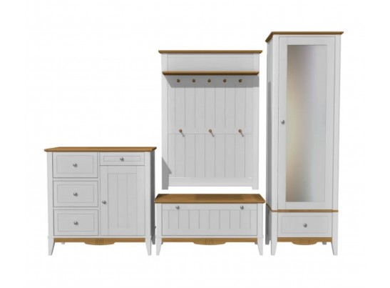 Комод 113 для прихожей Пенни белый воск/антик 24