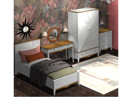 Кровать односпальная 90х200 Пенни белый/антик 24