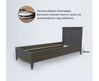 Кровать односпальная 90х200 Пенни серый 7046/антик 24
