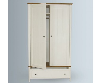 Шкаф комбинированный двухстворчатый 21 Пенни белый воск/антик 24