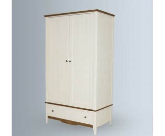 Шкаф комбинированный двухстворчатый 21 Пенни белый воск/антик 24