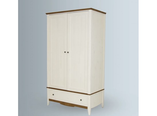 Шкаф комбинированный двухстворчатый 21 Пенни белый воск/антик 24
