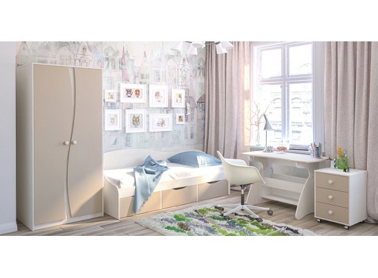 ШКАФ ДВУХДВЕРНЫЙ КОМБИ МН-211-16, КАПУЧИНО