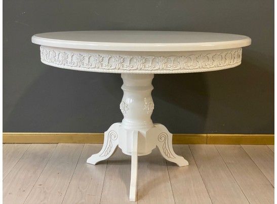 Стол круглый раскладной Верона с молдингом (белый)