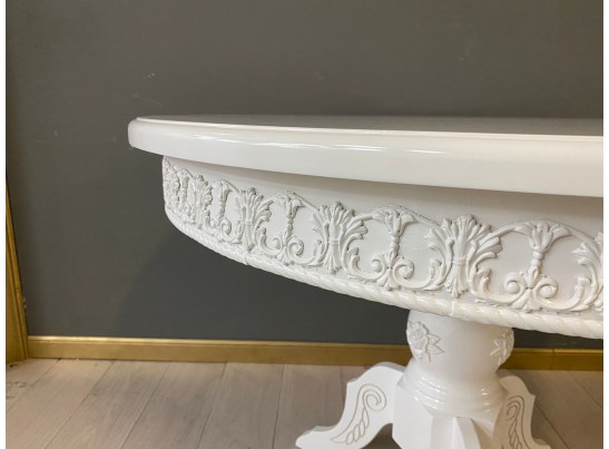 Стол круглый раскладной Верона с молдингом (белый)