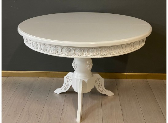 Стол круглый раскладной Верона с молдингом (белый)