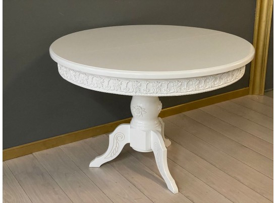 Стол круглый раскладной Верона с молдингом (белый)