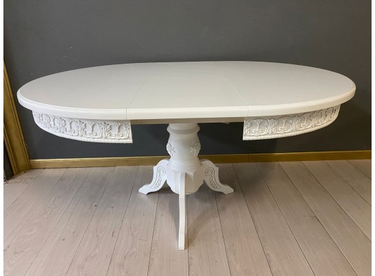 Стол круглый раскладной Верона с молдингом (белый)