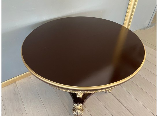 Стол круглый раскладной Изабелла 110(140) (темный орех, патина золото)