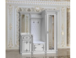 Прихожая Визит П-3 Белый/Ручная роспись серебром