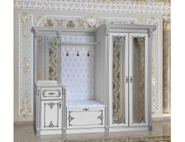 Прихожая Визит П-6 Белый/Ручная роспись серебром