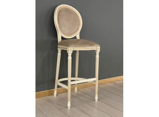 Стул барный Медальон (слоновая кость, патина золото)