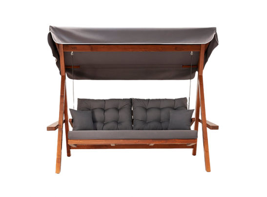 Деревянные качели Lyon с серыми подушками в Каменске-Уральском