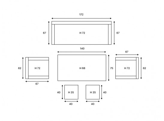 Комплект мебели ZOYA из искусственного ротанга (серый) в Каменске-Уральском