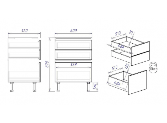 Стол с ящиками "Женева" зеленый