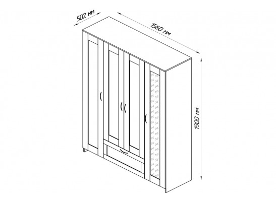 Шкаф 4 двери и 1 ящик с зеркалами СИРИУС 4 2.02.01.041.1 в Каменске-Уральском