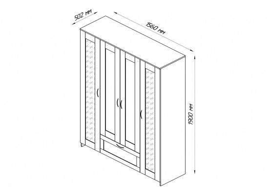 Шкаф Шведский Стандарт 4 двери и 1 ящик с зеркалами СИРИУС 4 2.02.01.042.1 в Каменске-Уральском