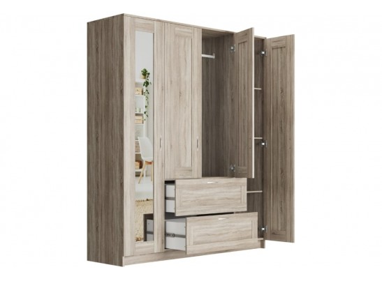 Шкаф 4 двери и 2 ящика с зеркалами СИРИУС 4 2.02.01.091.1 в Каменске-Уральском