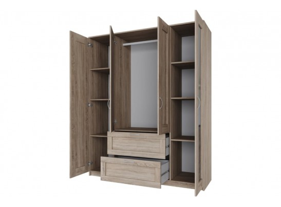 Шкаф 4 двери и 2 ящика с зеркалами СИРИУС 4 2.02.01.092.1 в Каменске-Уральском