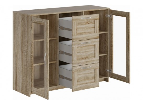 Тумба/комод СИРИУС 2 двери со стеклом и 3 ящика 2.02.03.380.1 в Каменске-Уральском