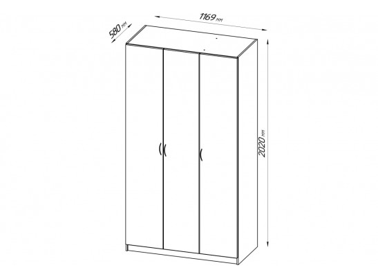 Шкаф ПЕГАС 3 двери 2.04.01.030.1 в Каменске-Уральском