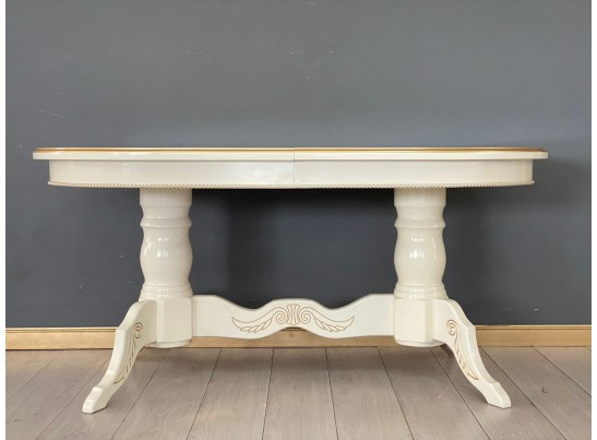 Стол овальный раскладной Милан (слоновая кость, золотая патина)