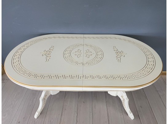 Стол овальный раскладной Милан (слоновая кость, золотая патина)