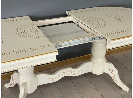 Стол овальный раскладной Милан (слоновая кость, золотая патина)