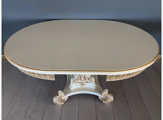 Стол круглый раскладной Изабелла 110(140) (слоновая кость, патина золото)