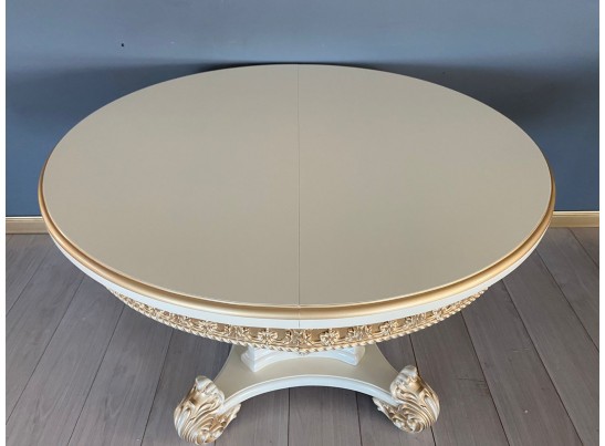 Стол круглый раскладной Изабелла 110(140) (слоновая кость, патина золото)