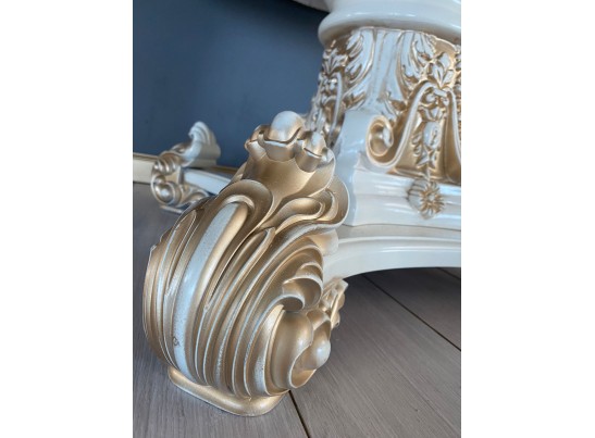 Стол круглый раскладной Изабелла 110(140) (слоновая кость, патина золото)