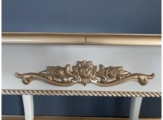 Стол овальный раскладной Розалия (слоновая кость, патина золото)