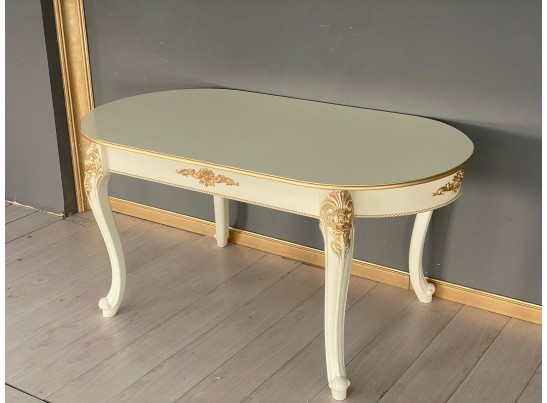 Стол овальный раскладной Розалия (слоновая кость, патина золото)