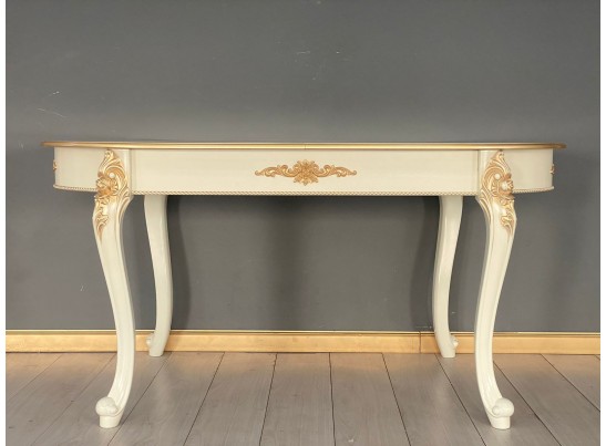 Стол овальный раскладной Розалия (слоновая кость, патина золото)