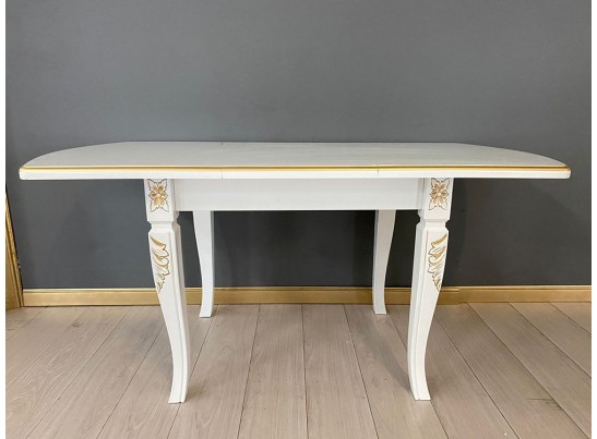 Стол прямоугольный раскладной Рим (белый, патина золото)