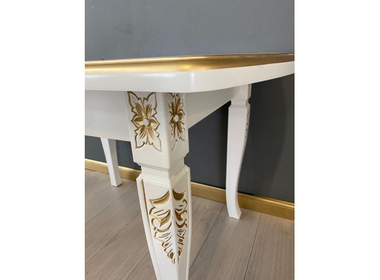 Стол прямоугольный раскладной Рим (белый, патина золото)