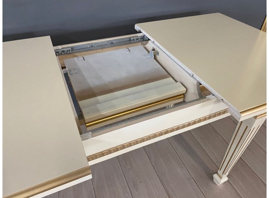 Стол прямоугольный раскладной Инфинити (слоновая кость, патина золото)