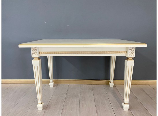 Стол прямоугольный раскладной Инфинити (слоновая кость, патина золото)