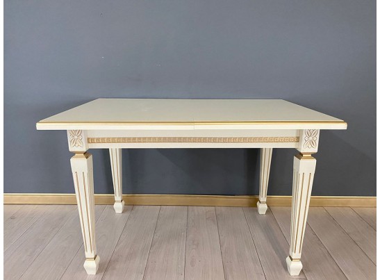 Стол прямоугольный раскладной Инфинити (слоновая кость, патина золото)