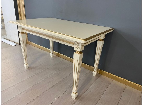 Стол прямоугольный раскладной Инфинити (слоновая кость, патина золото)