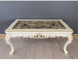Стол журнальный прямоугольный Жасмин (слоновая кость, патина золото)