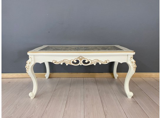 Стол журнальный прямоугольный Жасмин (слоновая кость, патина золото)