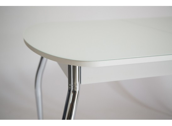 Стол овальный раскладной Нино (белый, белое стекло, опора № 2)