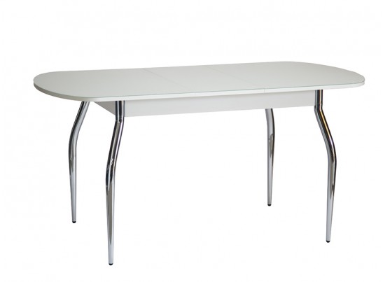 Стол овальный раскладной Нино (белый, белое стекло, опора № 2)