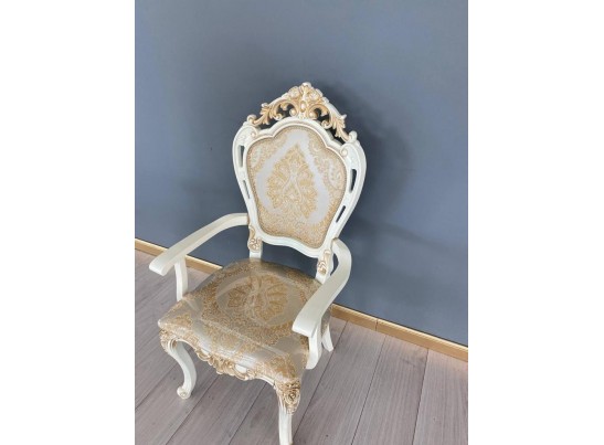 Стул Розалия с подлокотниками (слоновая кость, патина золото)
