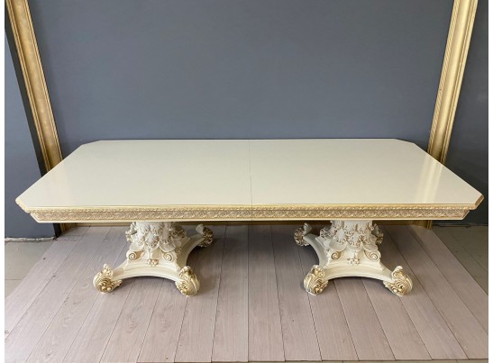 Стол прямоугольный раскладной Версаль (слоновая кость, патина золото)