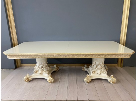 Стол прямоугольный раскладной Версаль (слоновая кость, патина золото)