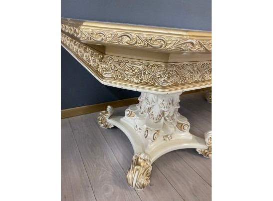 Стол прямоугольный раскладной Версаль (слоновая кость, патина золото)