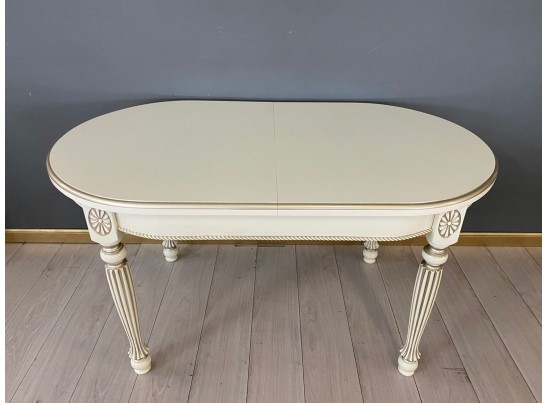 Стол овальный раскладной Азалия (слоновая кость, патина шампань)